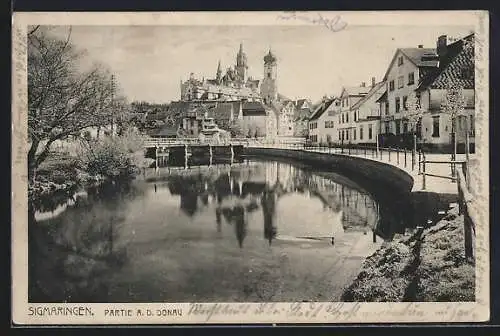 AK Sigmaringen, Teilansicht an der Donau