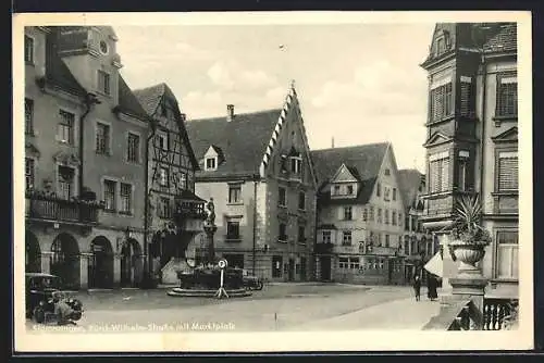 AK Sigmaringen, Fürst-Wilhelm-Strasse mit Marktplatz