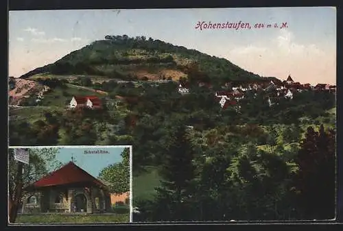 AK Göppingen, Schutzhütte, Ortsansicht mit dem Hohenstaufen