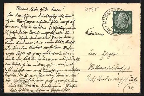 AK Münsingen, Ortsansicht mit neuem Lager