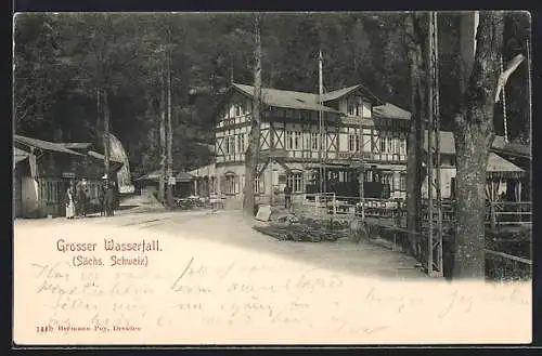 AK Kirnitzschtal /Sächs. Schweiz, Gasthof Grosser Wasserfall