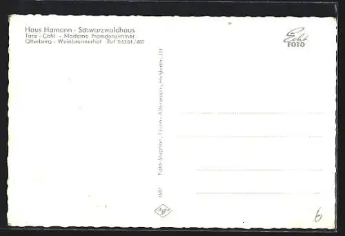 AK Otterberg-Weinbrunnerhof, Gasthof Haus Hamann / Schwarzwaldhaus mit Innenansichten
