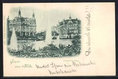 AK Köln-Neustadt, Deutscher Ring mit Fontänen
