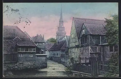 AK Stade, Strassenpartie mit Fachwerkhäusern