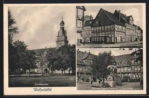 AK Wolfenbüttel, Schlosspartie, Lessing Schänke & Herzog August Denkmal