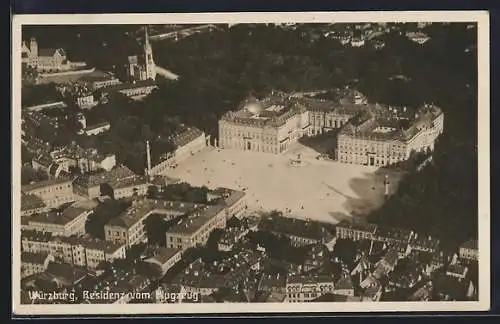 AK Würzburg, Fliegeraufnahme der Residenz