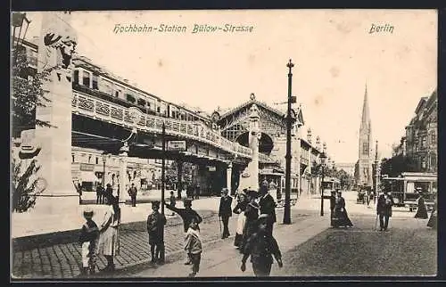 AK Berlin-Schöneberg, Partie an der Hochbahnstation Bülowstrasse