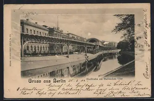 AK Berlin-Kreuzberg, Hochbahn am Halleschen Ufer