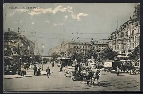 AK Berlin, Alexanderplatz mit Strassenbahn