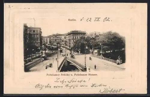 AK Berlin-Tiergarten, Potsdamer-Brücke und Potsdamer Strasse