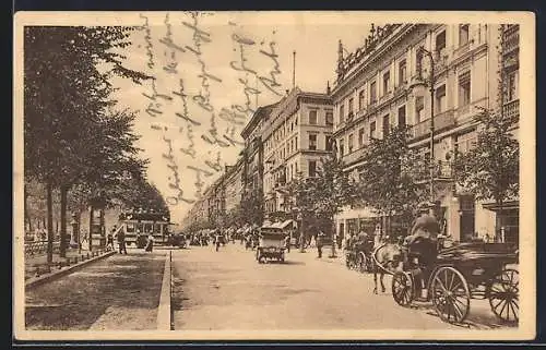 AK Berlin, Strasse unter den Linden mit Passanten