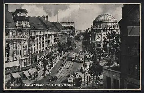 AK Berlin-Tiergarten, Saarlandstrasse mit Haus Vaterland, Strassenbahn