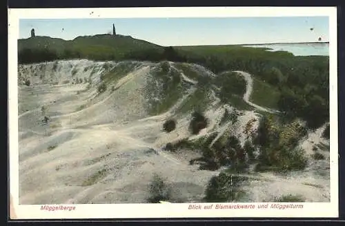 AK Gosen, Müggelberge mit Blick zur Bismarckwarte und Müggelturm