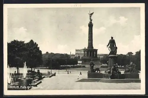 AK Berlin-Tiergarten, Platz der Republick mit Siegessäule