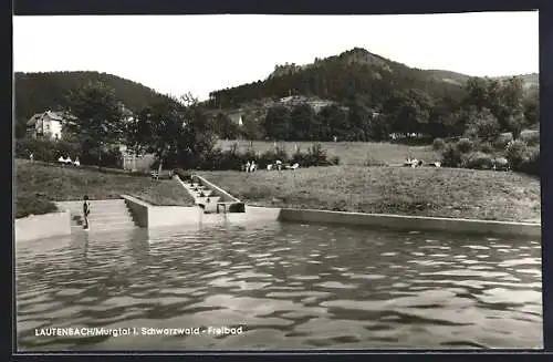 AK Lautenbach /Murgtal, Freibad mit Bergpanorama