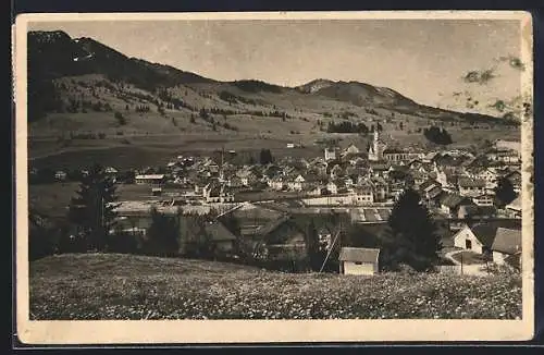 AK Nesselwang /Allgäu, Ortsansicht von einer Wiese aus