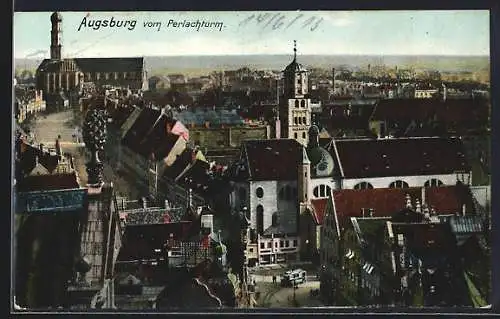 AK Augsburg, Teilansicht vom Perlachturm