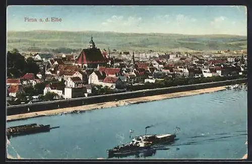 AK Pirna a. d. Elbe, Teilansicht mit Kirche