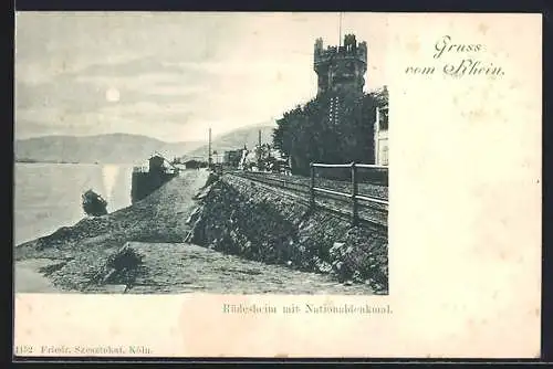 AK Rüdesheim /Rhein, Panorama mit Nationaldenkmal