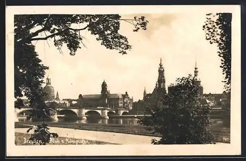 AK Dresden-Neustadt, Blick vom Königsufer mit Kirche