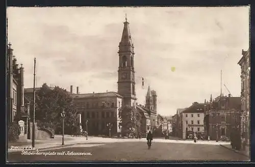 AK Zittau i. Sa., Haberkornplatz mit Johanneum