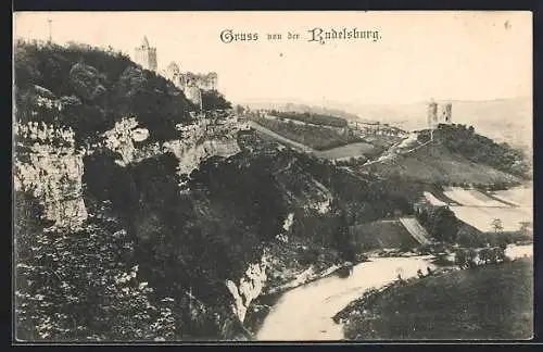 AK Rudelsburg, Panorama mit Burg