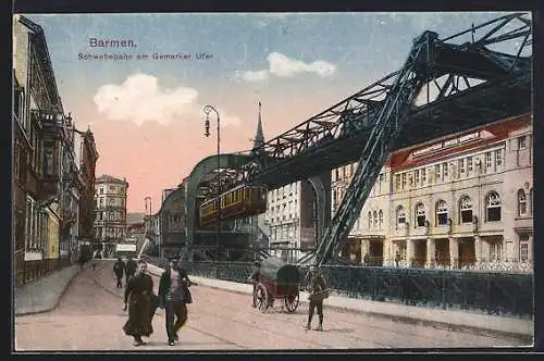 AK Barmen, Schwebebahn am Gemarker Ufer