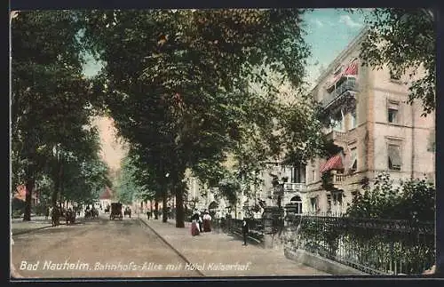 AK Bad Nauheim, Bahnhofs-Allee mit Hotel Kaiserhof