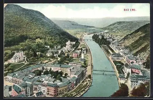 AK Bad Ems, Teilansicht mit Brücken