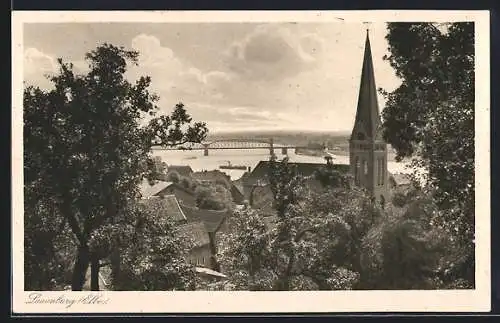 AK Lauenburg /Elbe, Teilansicht mit Kirche und Elbbrücke