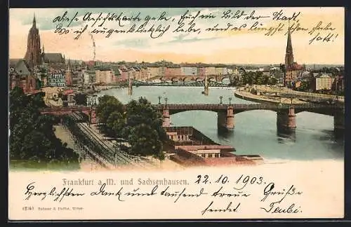 AK Frankfurt a. M., Brückenpanorama mit Sachsenhausen