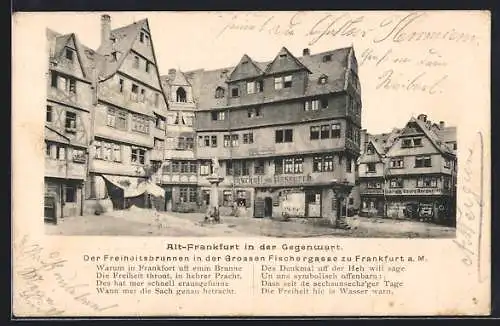 AK Alt-Frankfurt, Freiheitsbrunnen in der Grossen Fischergasse