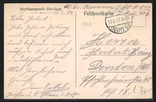 AK Köln a. Rh., Hohenzollernbrücke mit Blick zum Dom