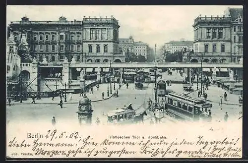 AK Berlin-Kreuzberg, Hallesches Tor und Hochbahn