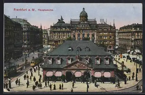 AK Frankfurt a. M., Hauptwache mit Strassenbahn