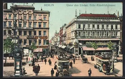 AK Berlin, Wettersäule Unter den Linden Ecke Friedrichstrasse