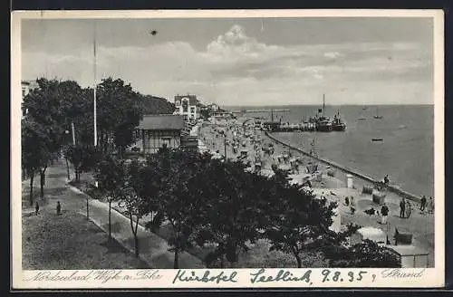 AK Wyk a. Föhr, Strand mit Anlagen aus der Vogelschau