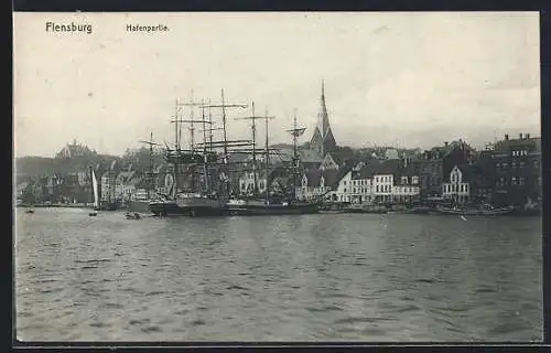 AK Flensburg, Blick auf den Hafen