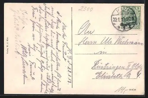 AK Kiel, Studentenheim mit Durchblick auf den Kriegshafen