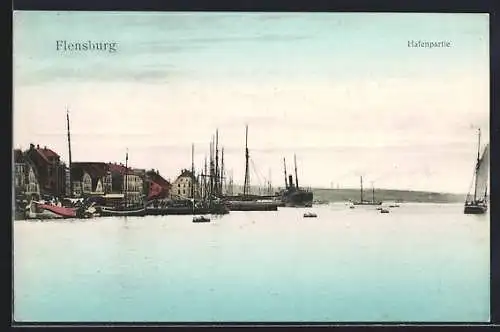 AK Flensburg, Blick auf den Hafen