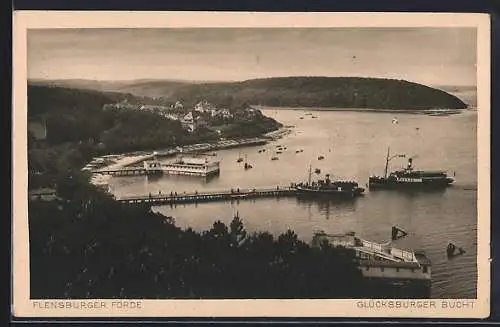 AK Glücksburg /Flensburger Förde, Blick auf die Bucht