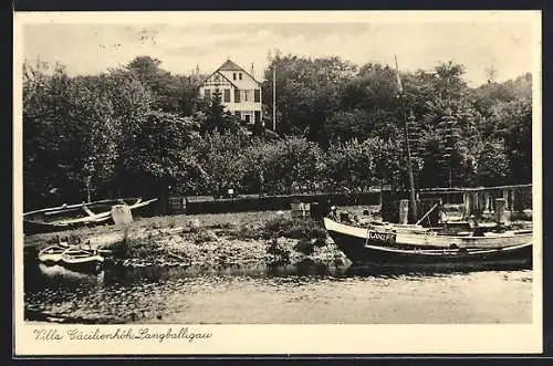 AK Langballigau, Die Villa Cäcilienhöh vom Fluss aus