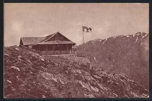 AK Hochstadelhaus /Kärntner Oberland, Berghütte mit Gebirgslandschaft