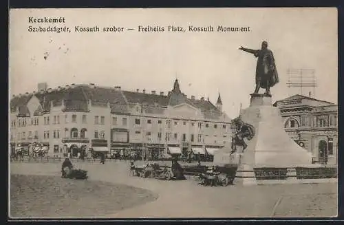 AK Kecskemét, Freiheits-Platz mit Kossuth Monument