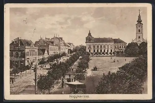 AK Nagykanizsa, Strassenpartie mit Kirche