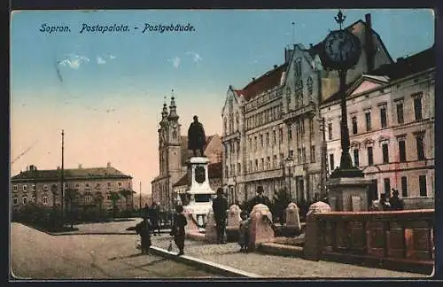 AK Sopron, Postgebäude und Denkmal