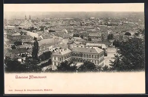 AK Miskolcz, Ortsansicht aus der Vogelschau