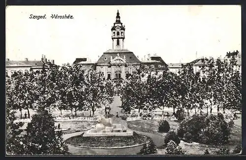 AK Szeged, Városház, Rathaus mit Park