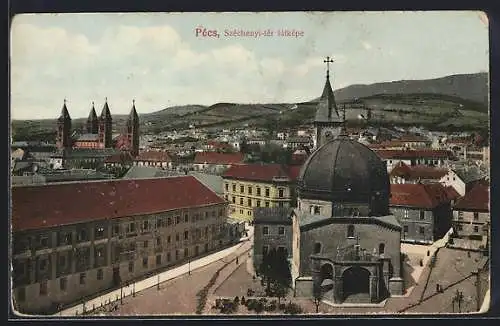 AK Pécs, Széchenyi-tér látképe