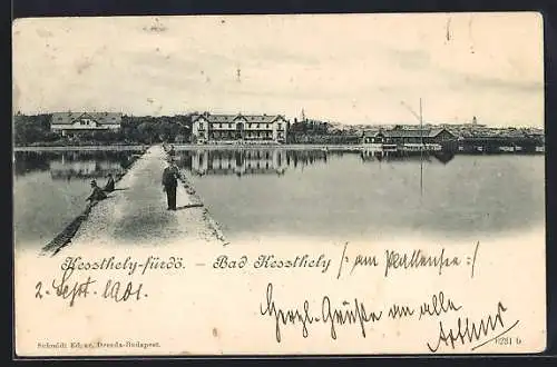 AK Bad Keszthely, Ortsansicht vom Wasser aus